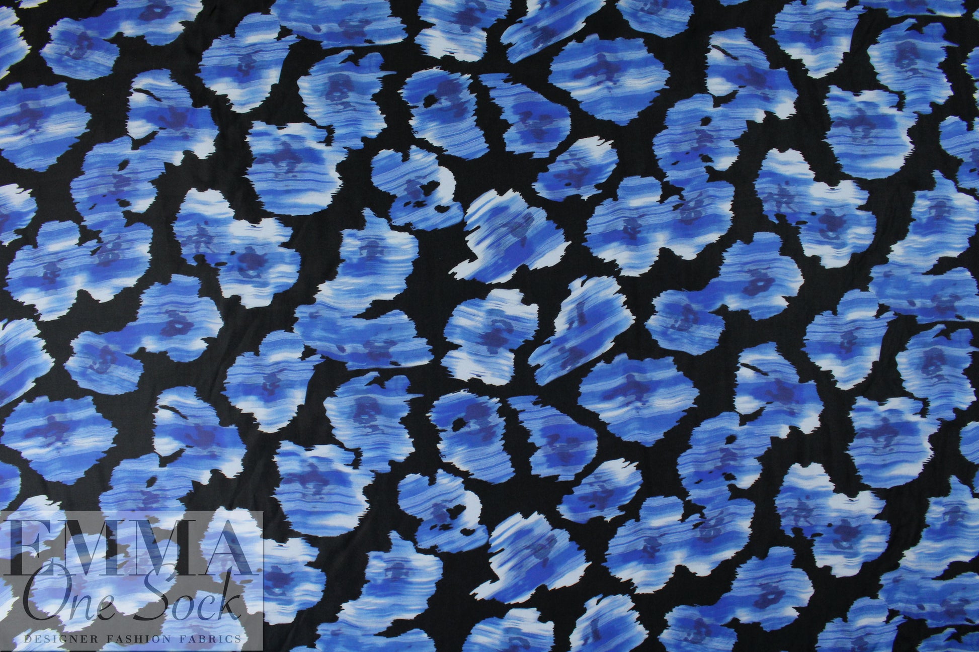 NY designer 'denimy shapes' silk georgette 1 yard