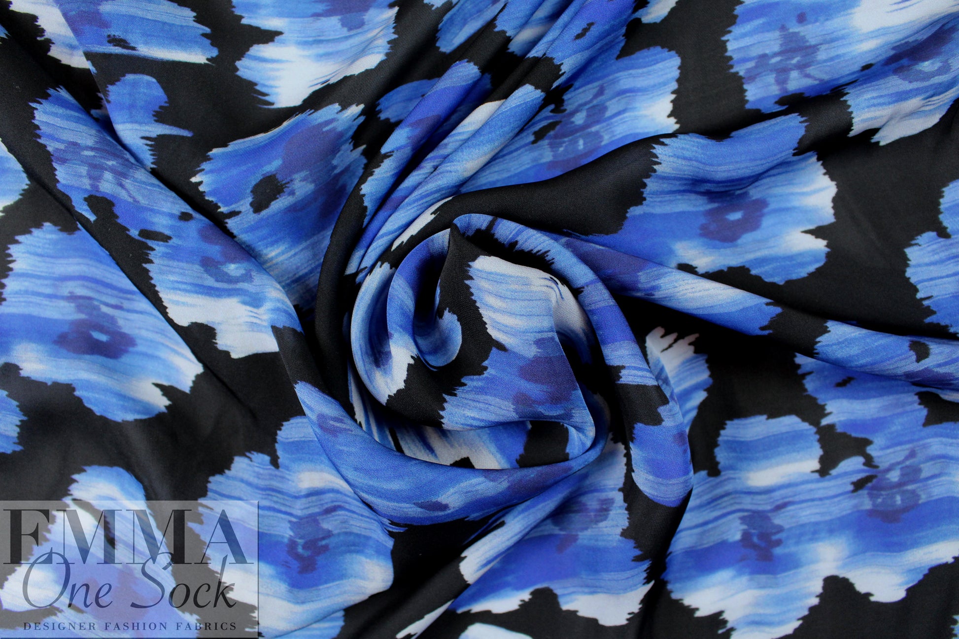 NY designer 'denimy shapes' silk georgette 1.25 yds