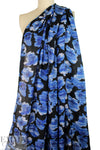 NY designer 'denimy shapes' silk georgette 1 yard