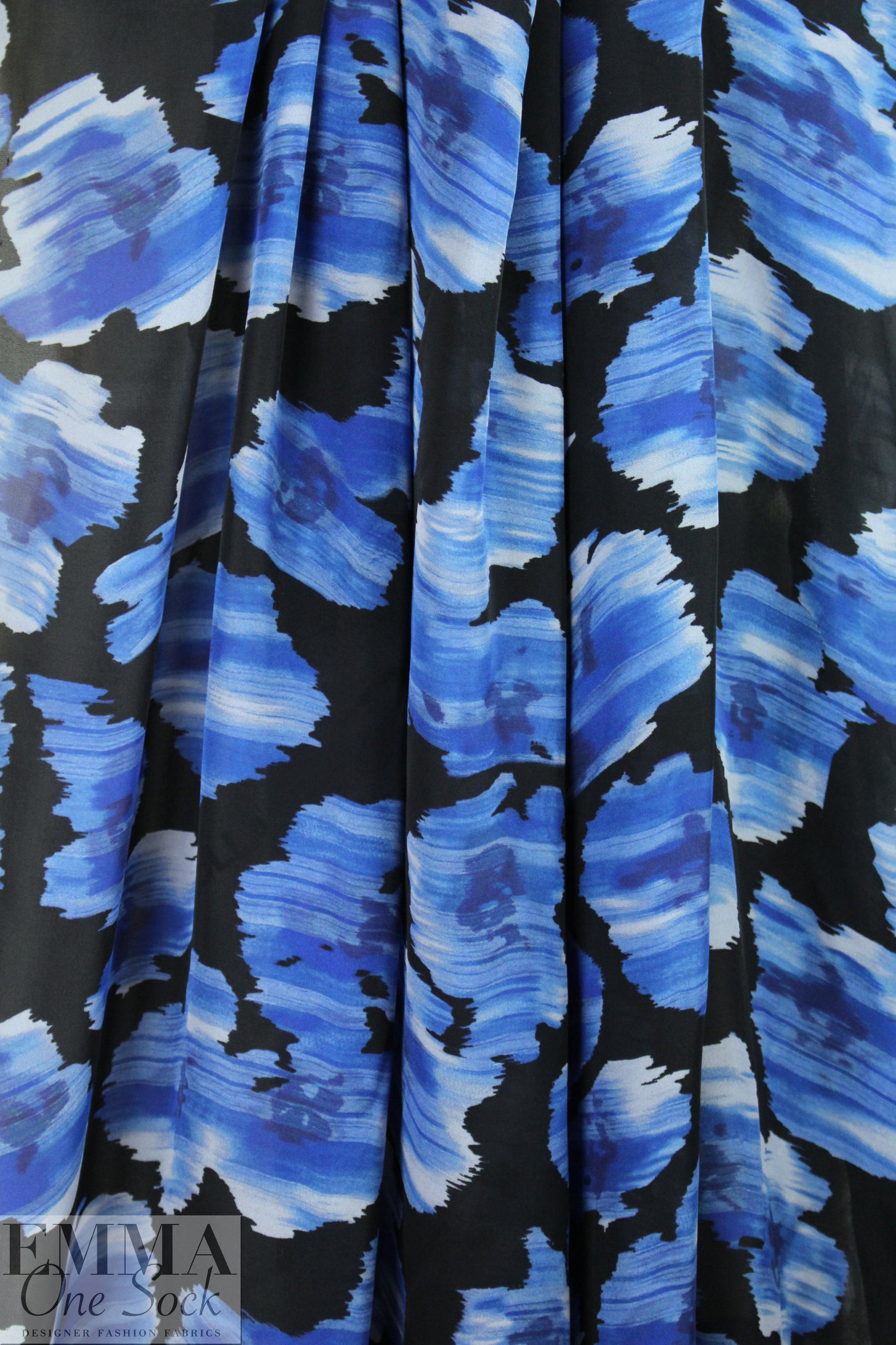 NY designer 'denimy shapes' silk georgette 1.25 yds
