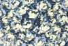 NY designer painterly blues floral silk charmeuse