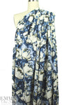 NY designer painterly blues floral silk charmeuse
