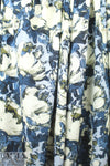NY designer painterly blues floral silk charmeuse
