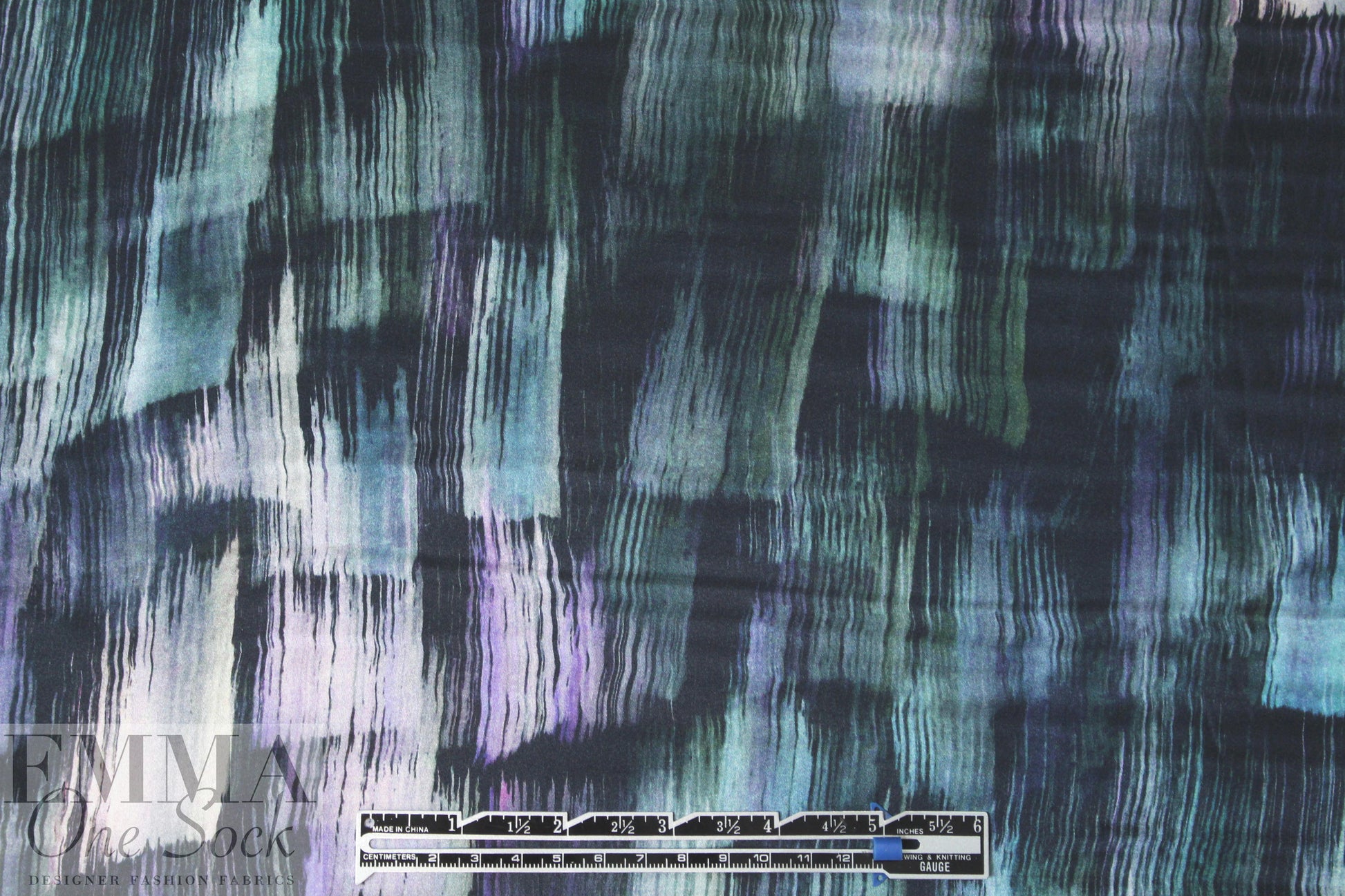 Nico1e Mi11er brushstroke blues satin face silk