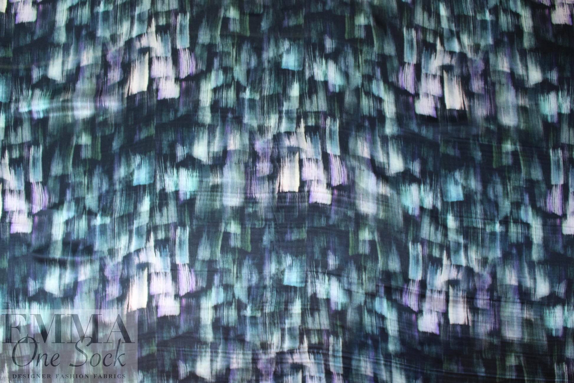 Nico1e Mi11er brushstroke blues satin face silk