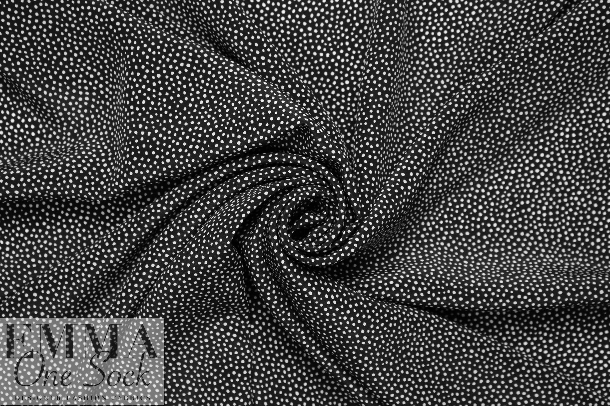 NY designer silk blouseweight - black/white mini dot