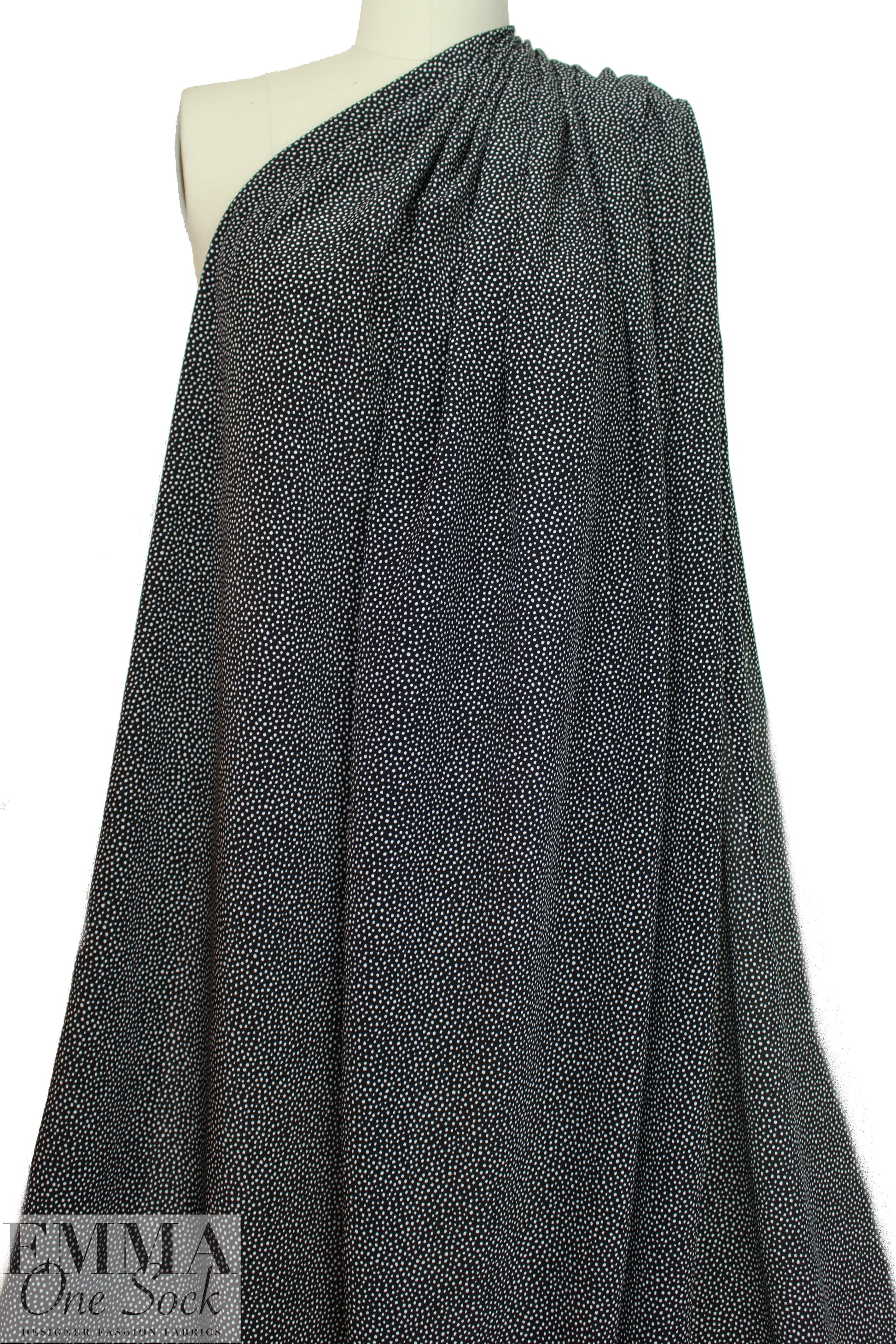 NY designer silk blouseweight - black/white mini dot