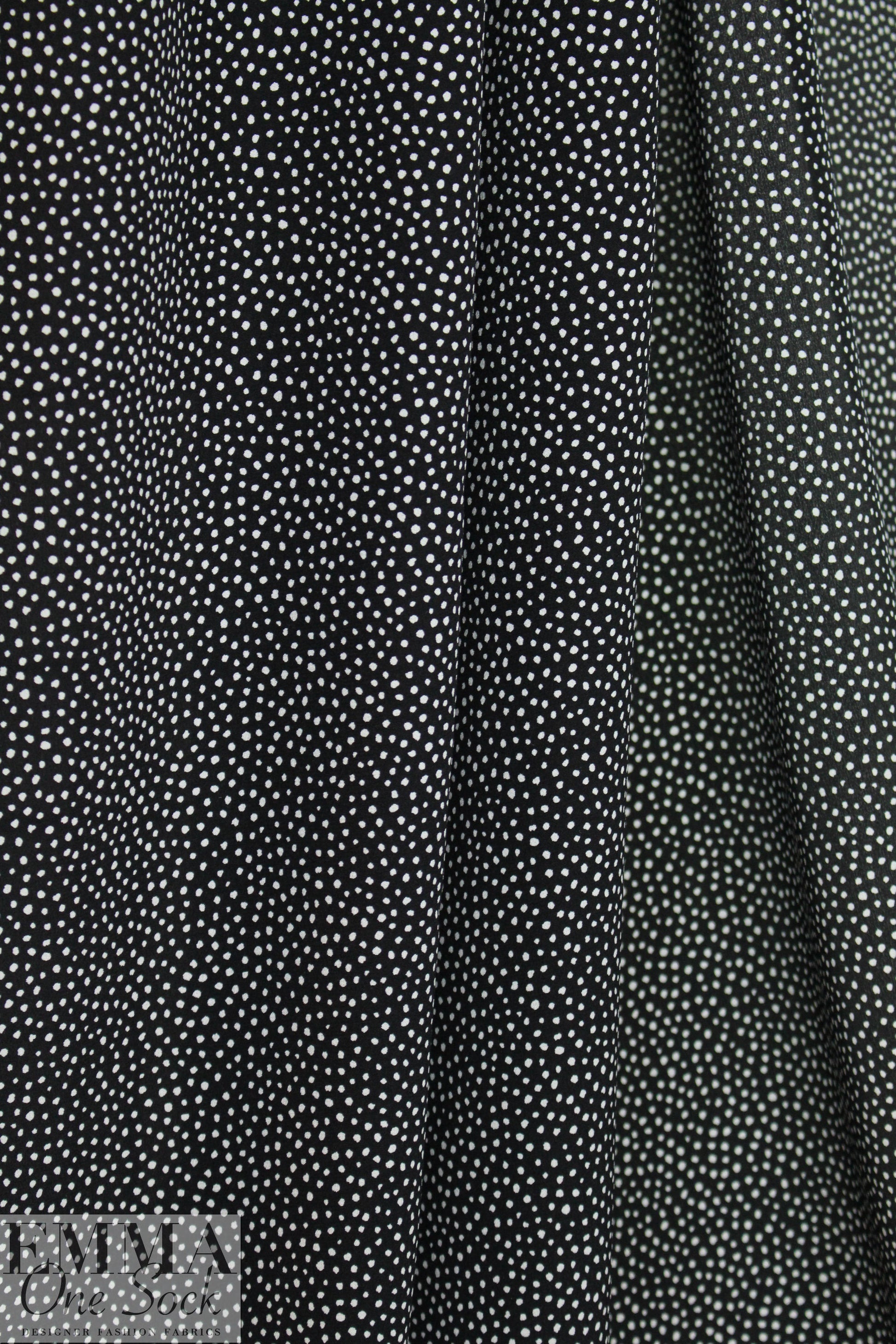 NY designer silk blouseweight - black/white mini dot