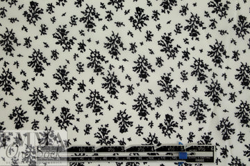NY designer white with black bouquets silk CDC 2.25 yd