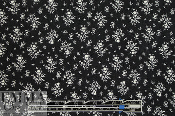 NY designer black with white bouquets silk CDC 2.125 yd