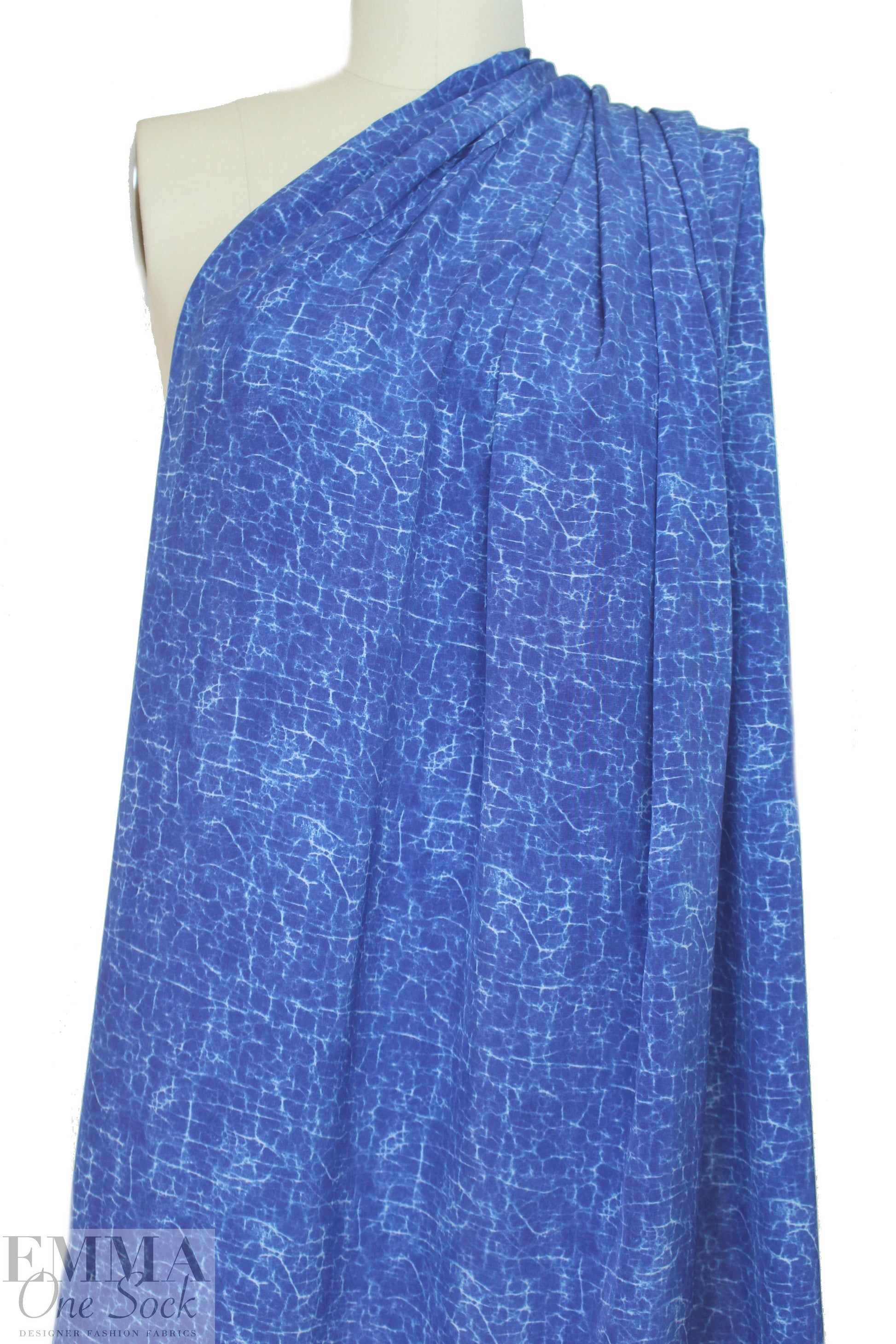 NY designer silk blouseweight - batiky blue 1.5 yds