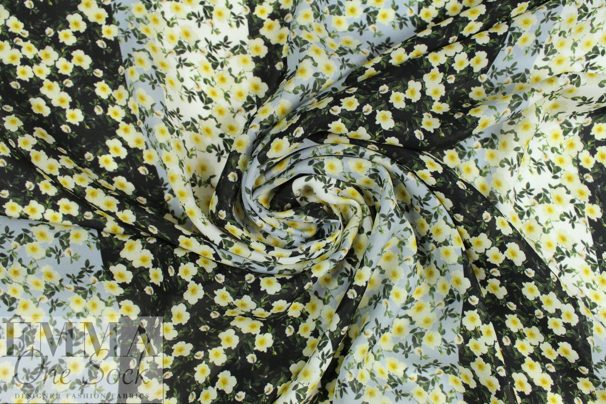 NY designer 'blossoming stripes' silk georgette 1.75 yds