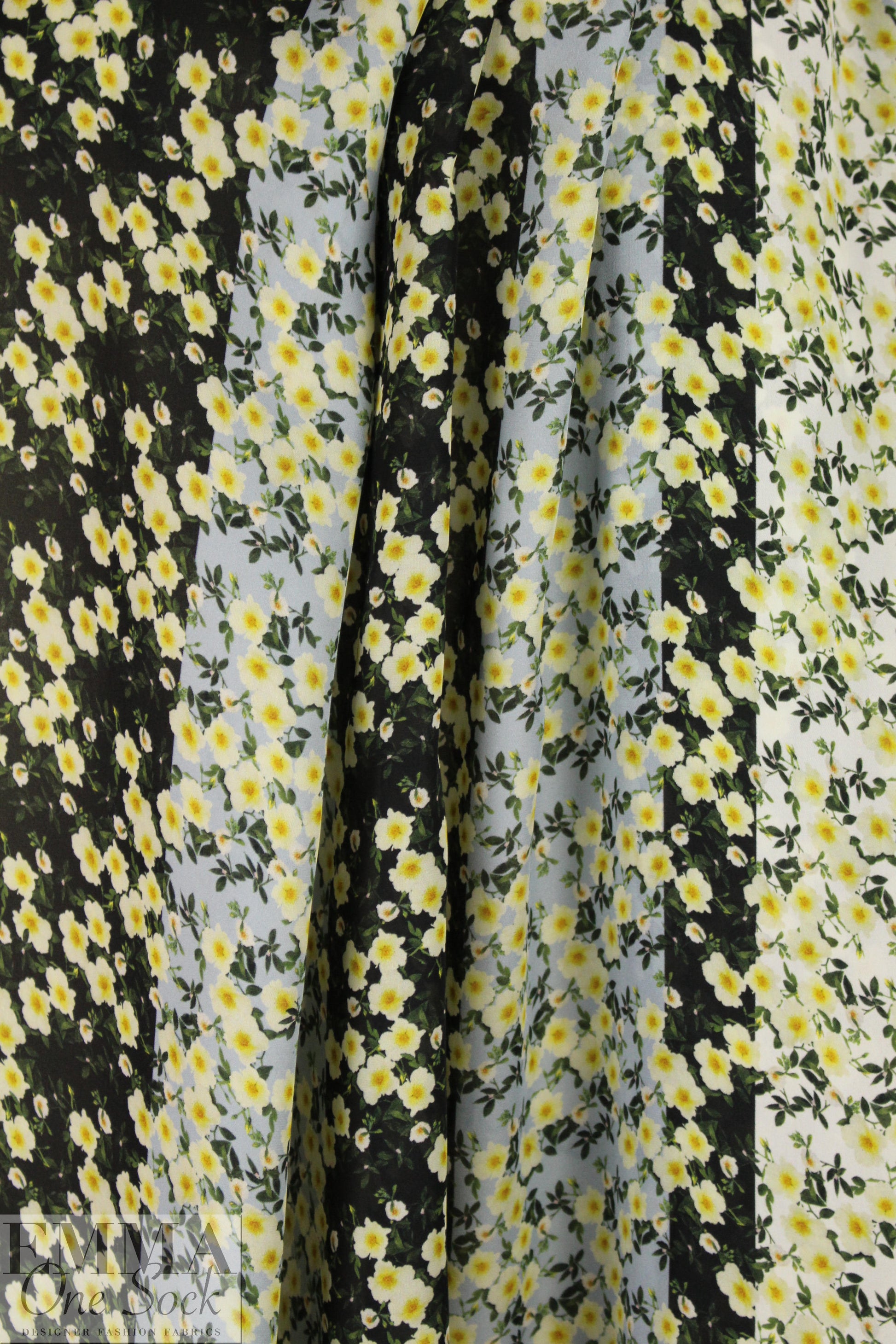 NY designer 'blossoming stripes' silk georgette 1.75 yds