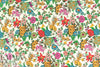 NY designer vivid garden delights on white silk crepe 1.625 yds