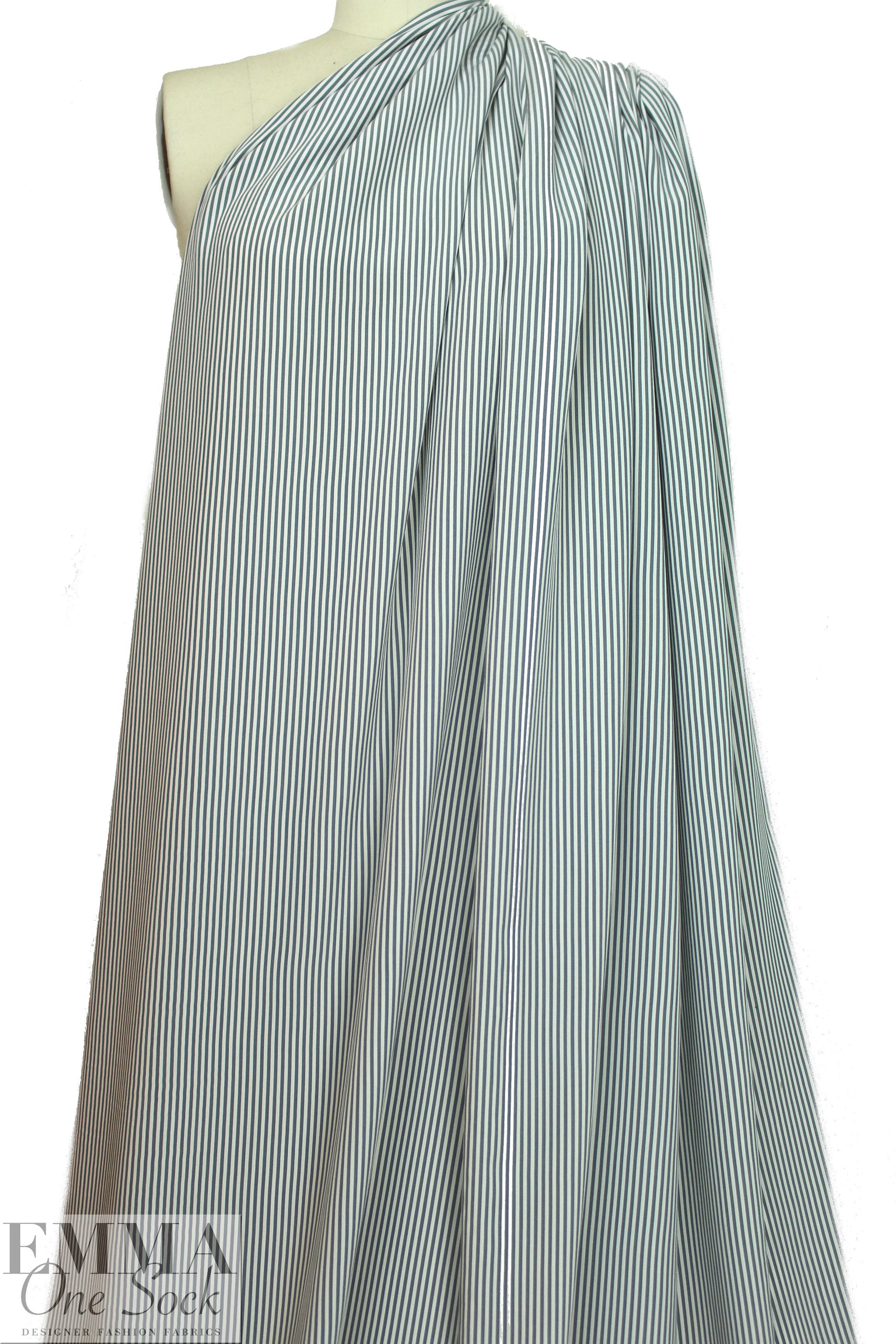 Italian silk blouseweight - gray/cream stripe 1.75 yd