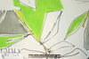 NY designer green leaf abstract silk georgette 1.875 yd