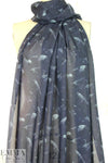 Rebecca Tayl0r bird sketch stretch silk chiffon - navy