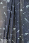 Rebecca Tayl0r bird sketch stretch silk chiffon - navy