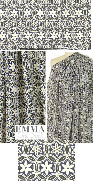 Whit NY navy/ivory/ebony graphic silk blouseweight
