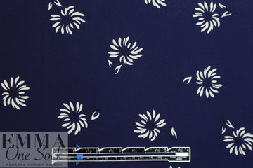 NY designer navy/off white floral silk CDC 1.625 yds