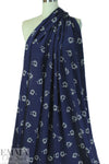 NY designer navy/off white floral silk CDC 1.625 yds