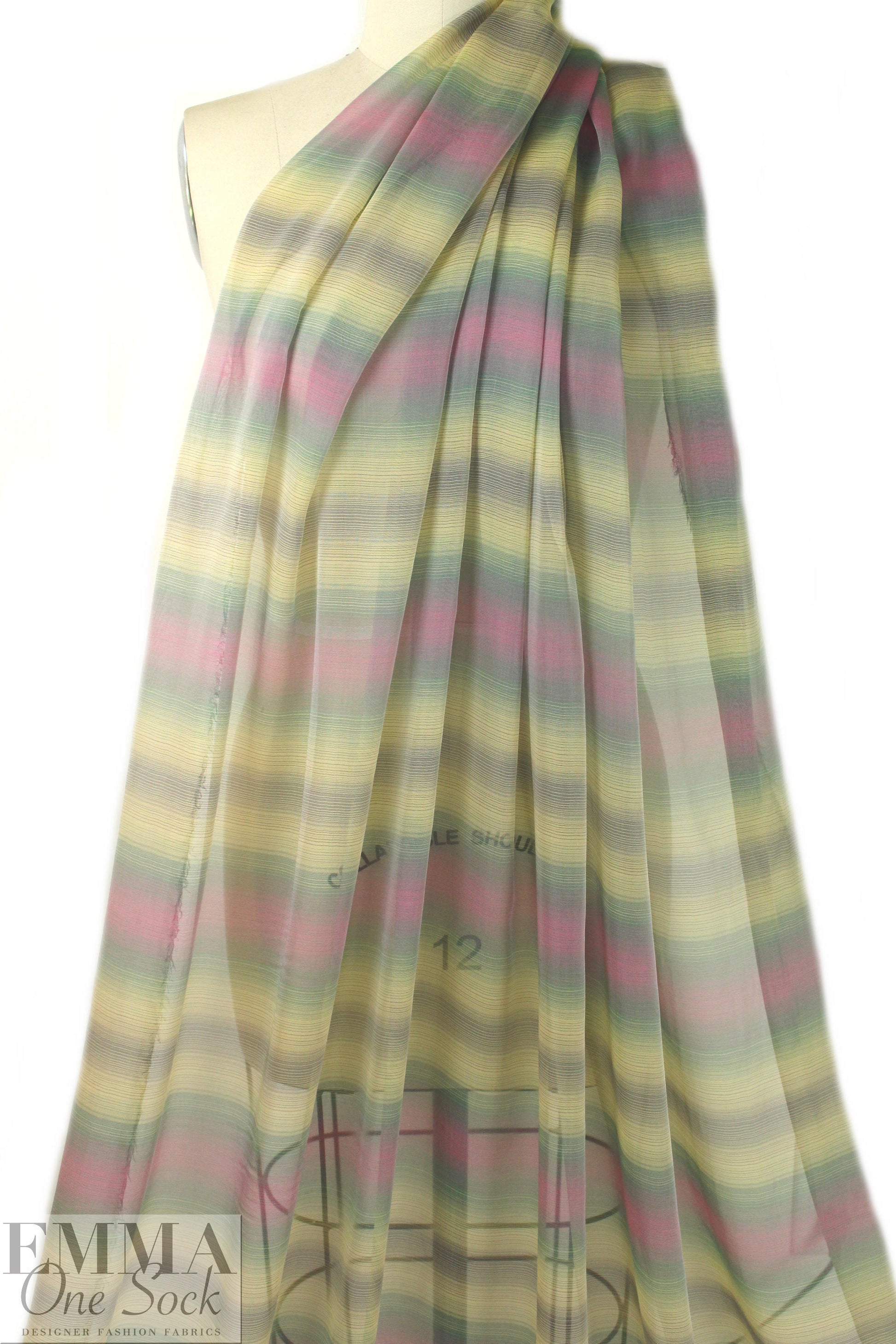 famous designer silk chiffon, stripey ombre' 1.875 yd