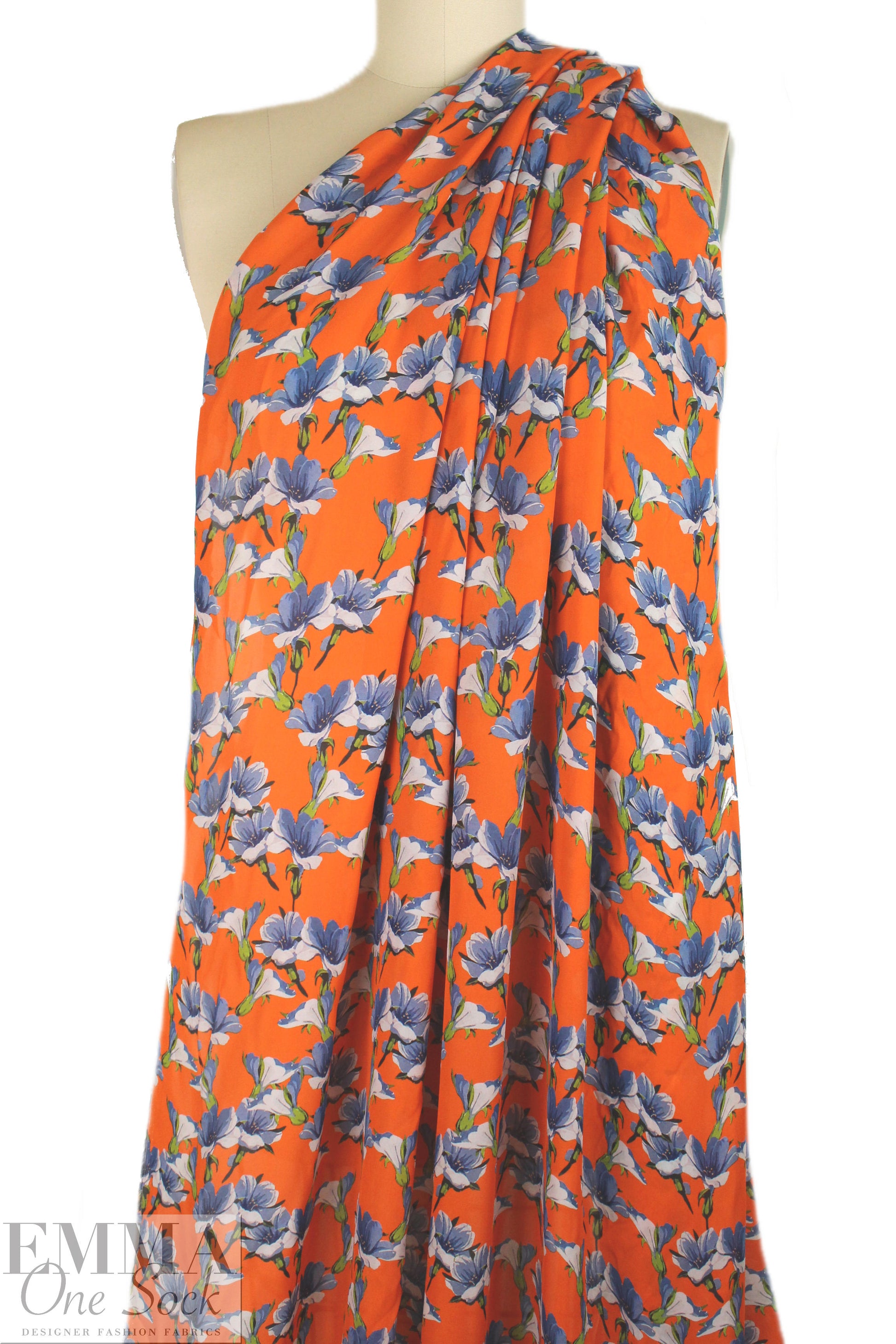 NY designer 'tangerine flora' silk georgette 1.375 yd