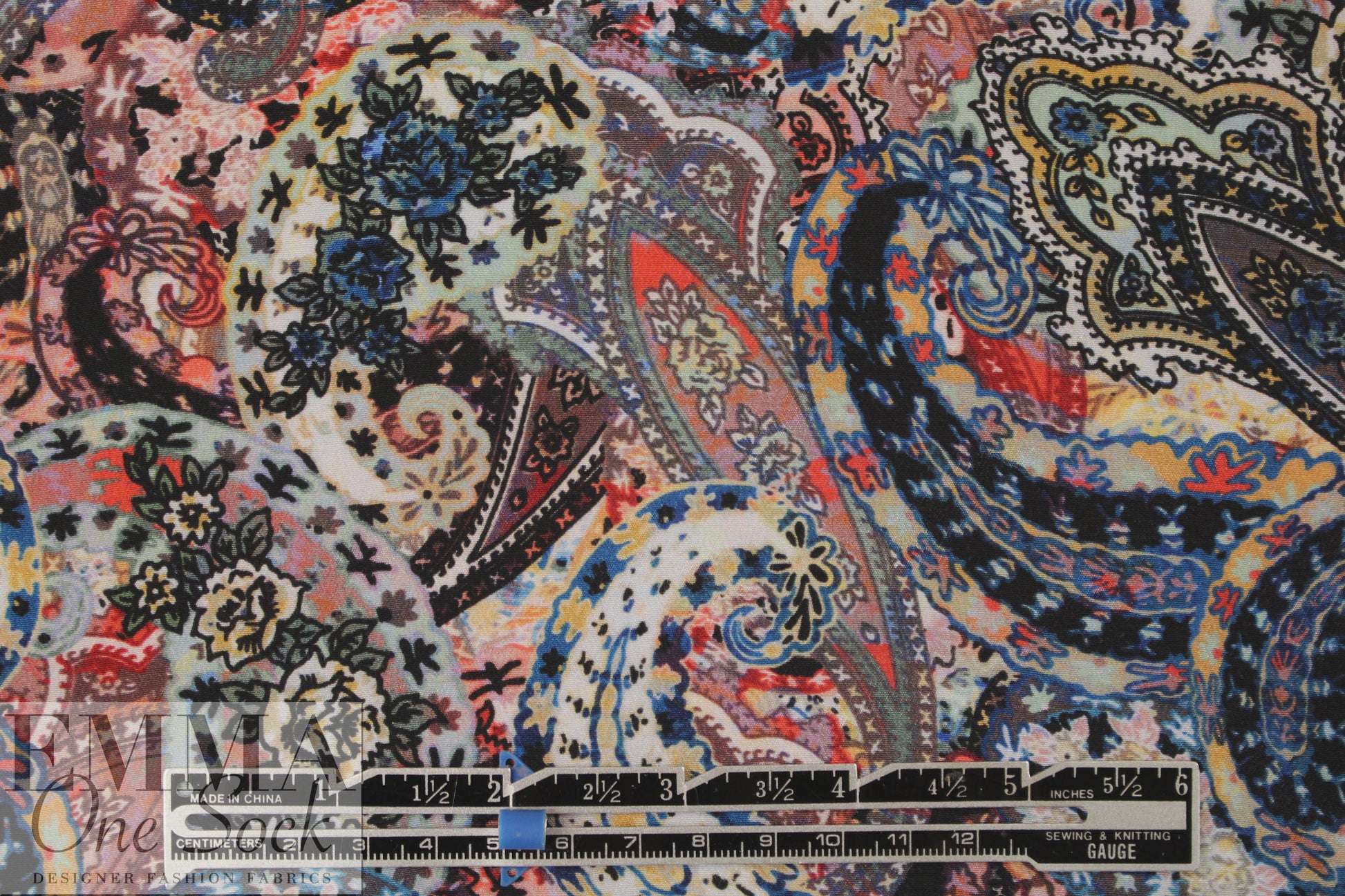NY designer floral paisely silk crepe de chine .75 yds