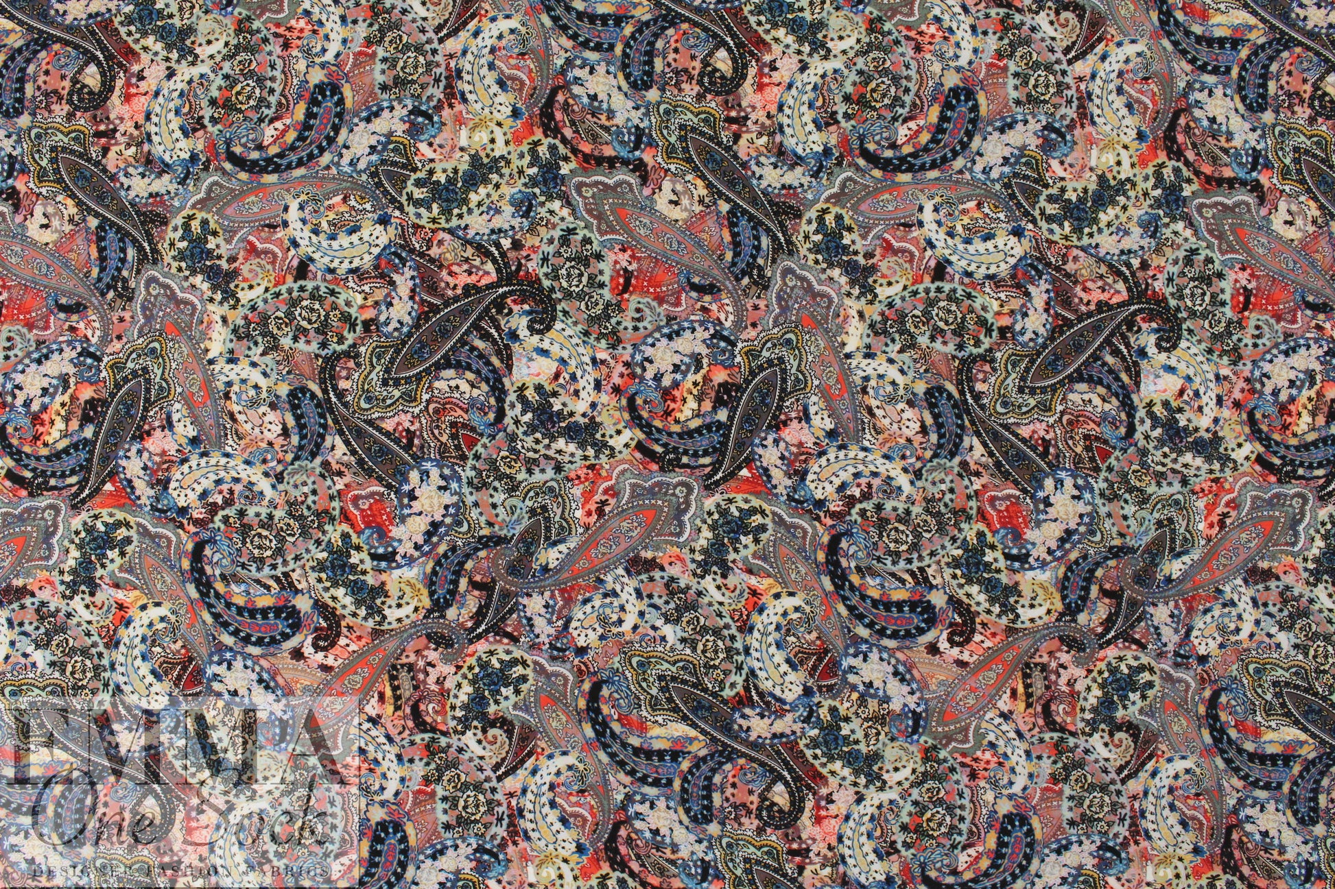 NY designer floral paisely silk crepe de chine .75 yds