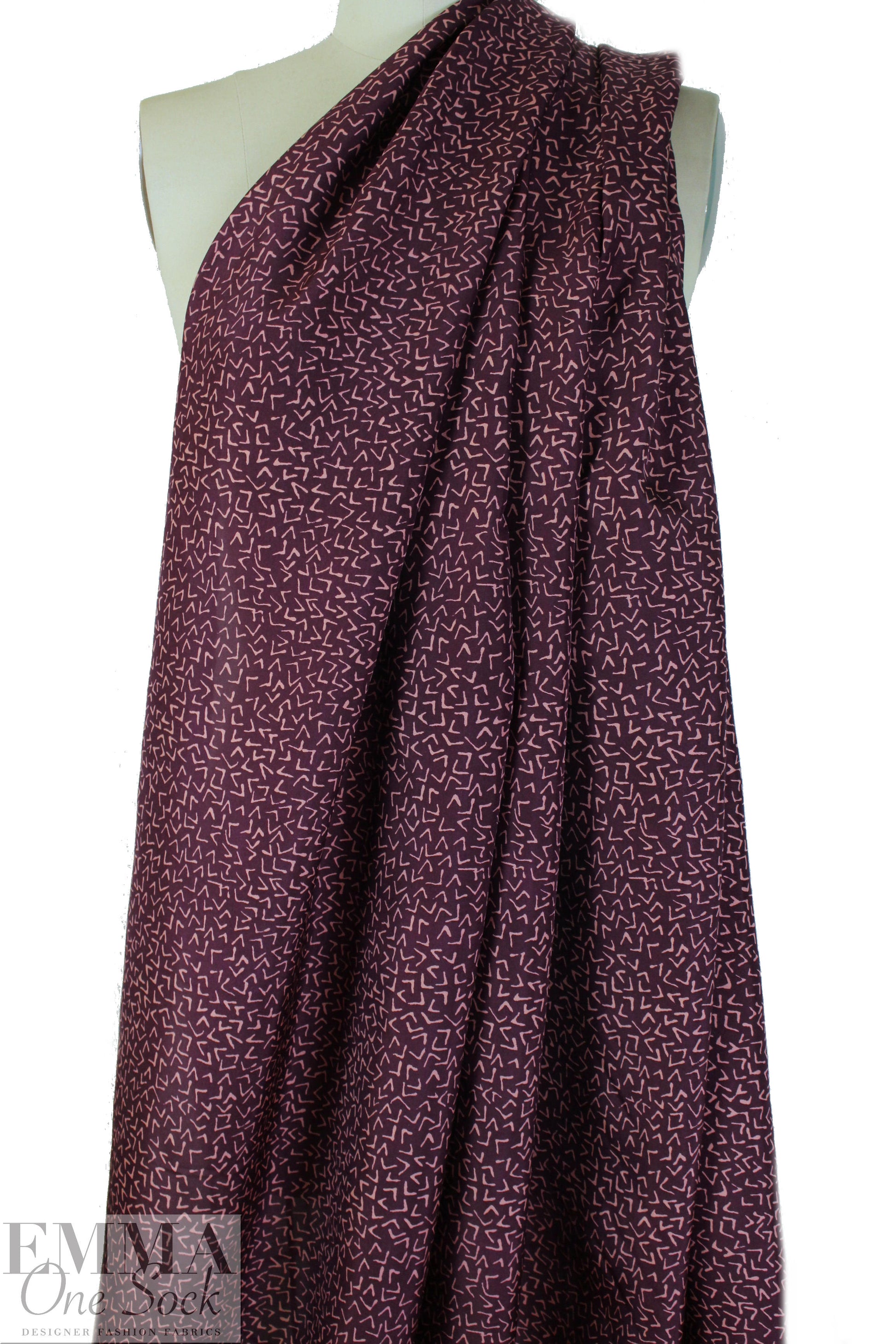 NY designer deep plum/pink blush 'v' silk CDC 1.66 yd