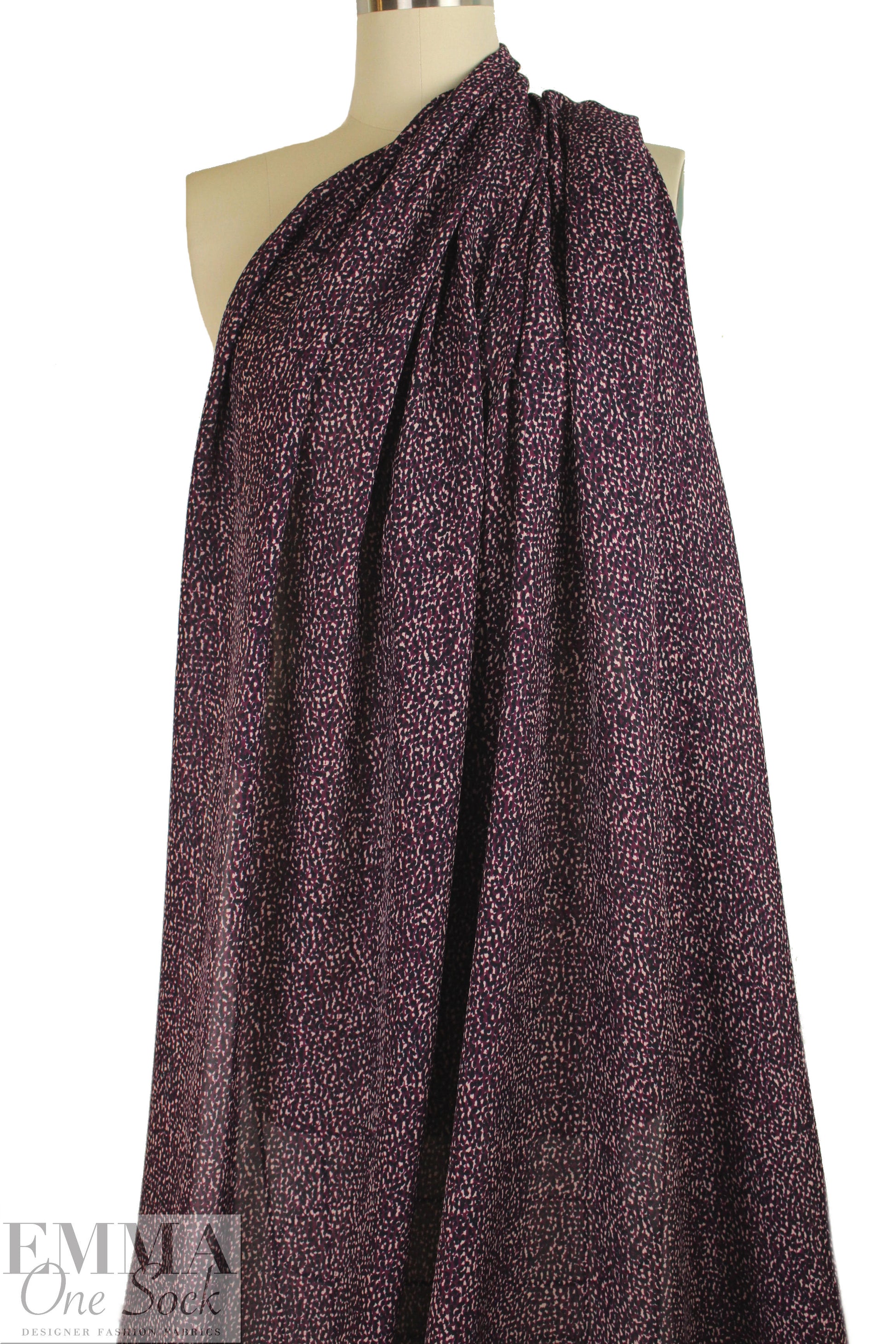 NY designer plum/midnight speckled silk georgette 2 yd