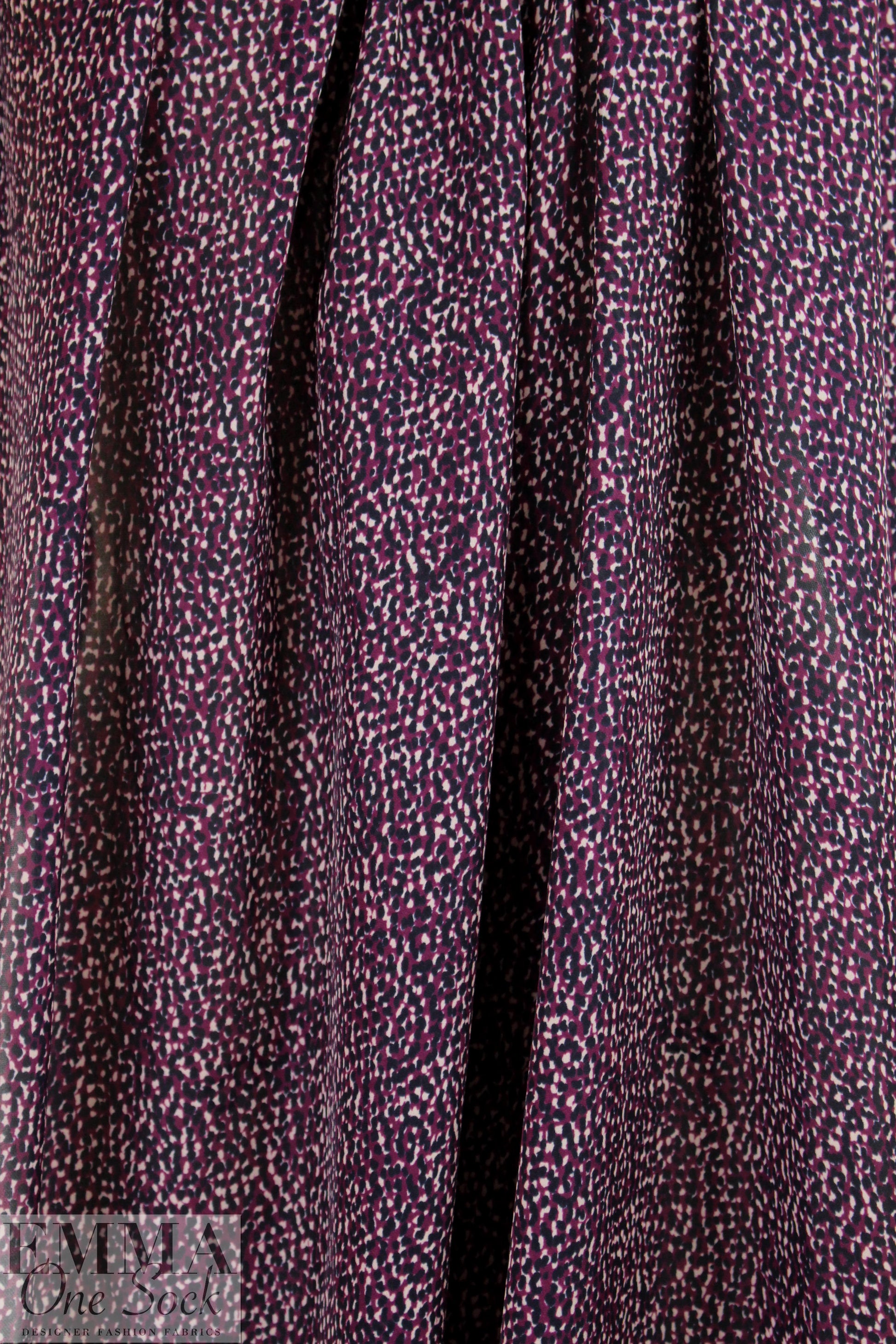 NY designer plum/midnight speckled silk georgette 2 yd