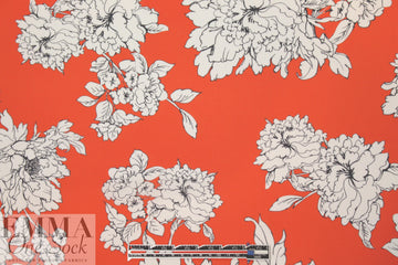Mi11y persimmon background floral silk georgette