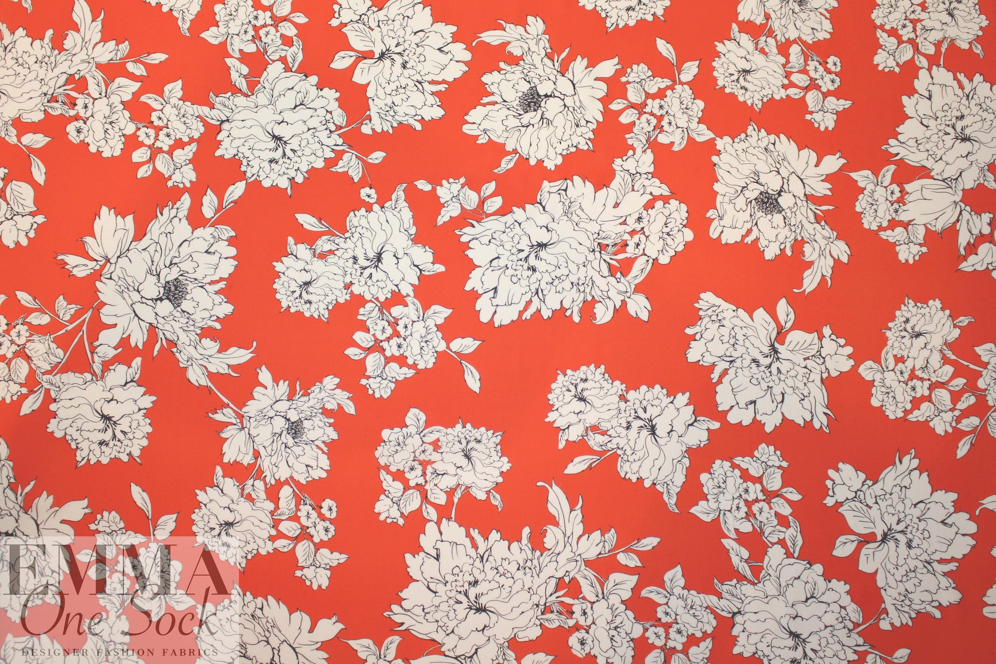Mi11y persimmon background floral silk georgette