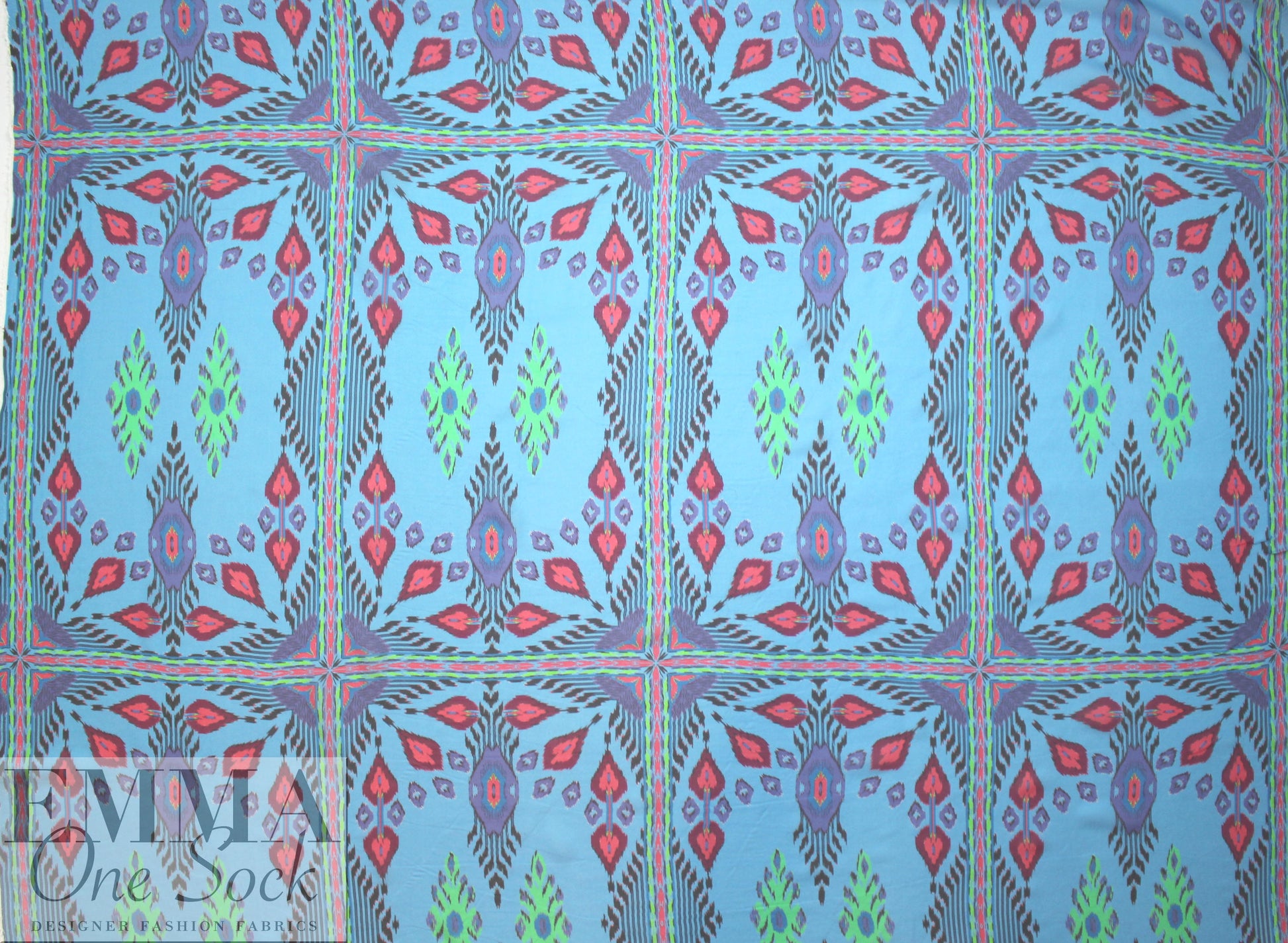famous designer silk chiffon panel - sky southwest .5 yds