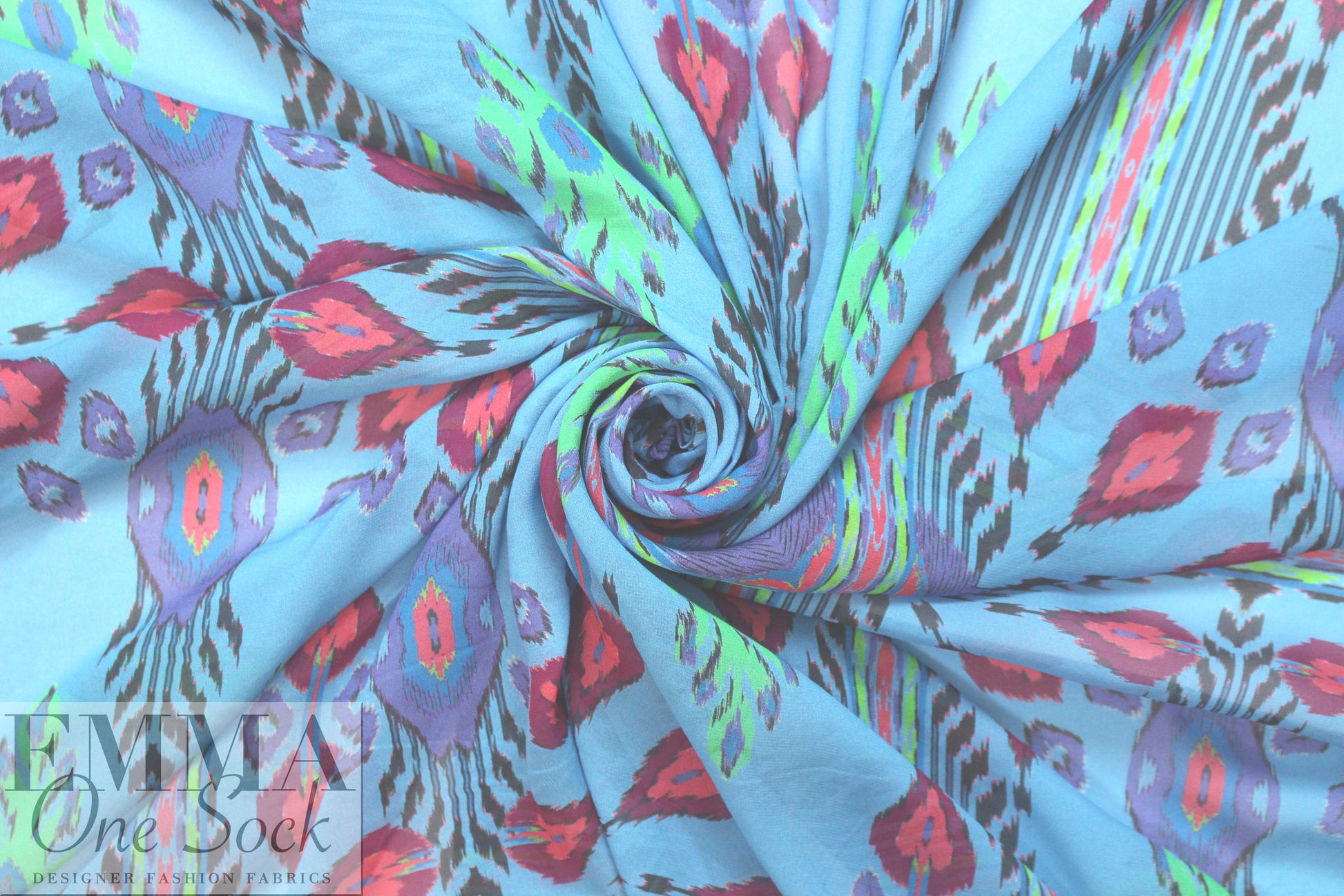 famous designer silk chiffon panel - sky southwest