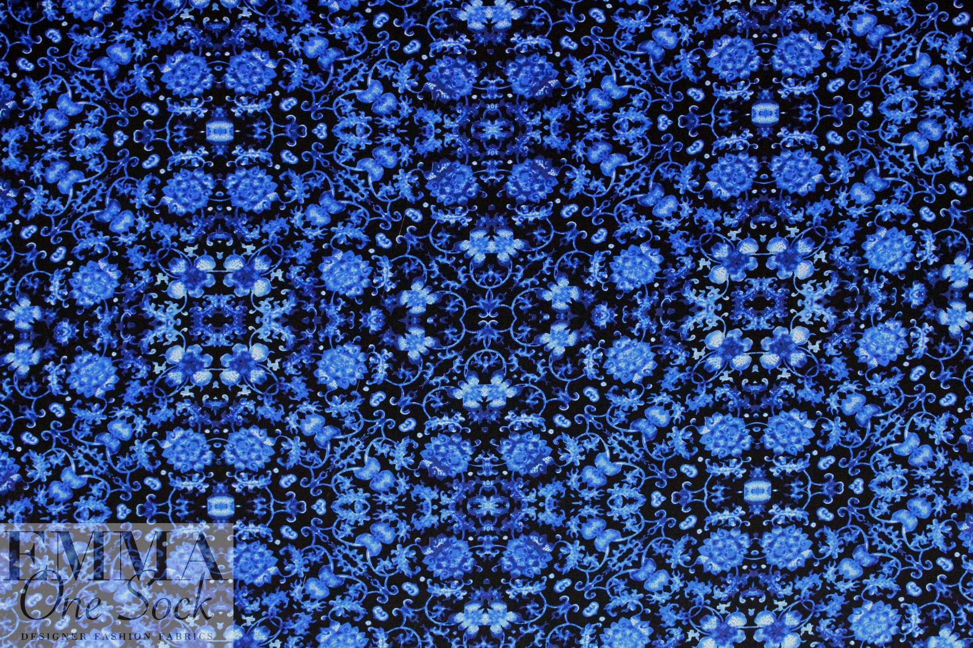 NY designer floral scroll print silk blouseweight 1.5 yds