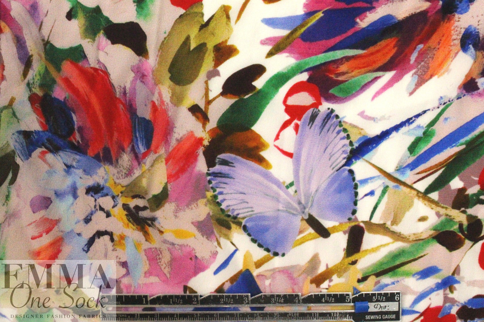 NY designer painted butterflies silk blouseweight