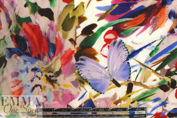 NY designer painted butterflies silk blouseweight