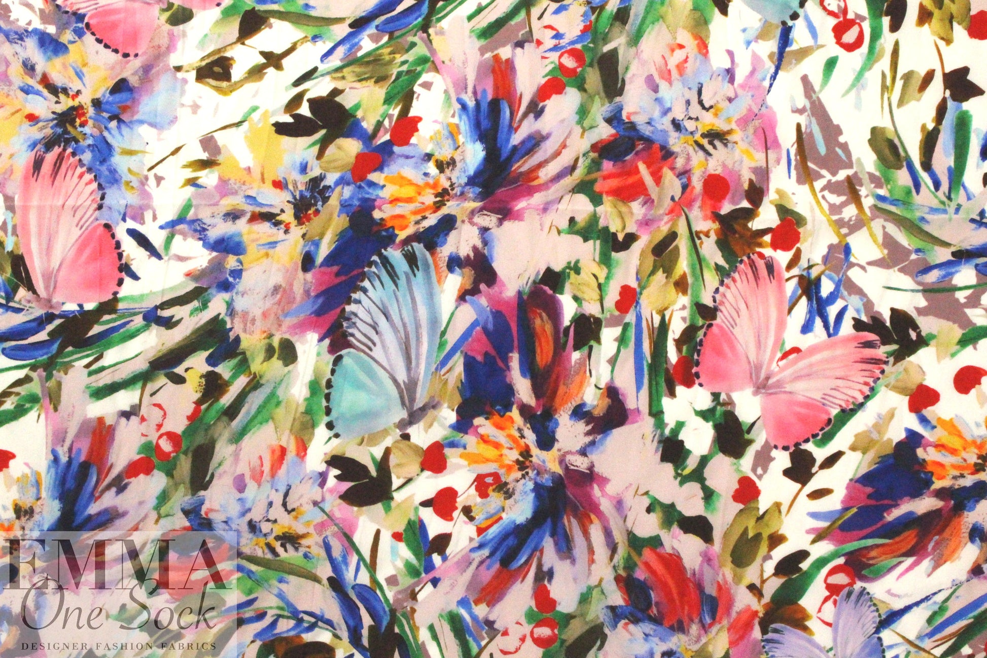 NY designer painted butterflies silk blouseweight