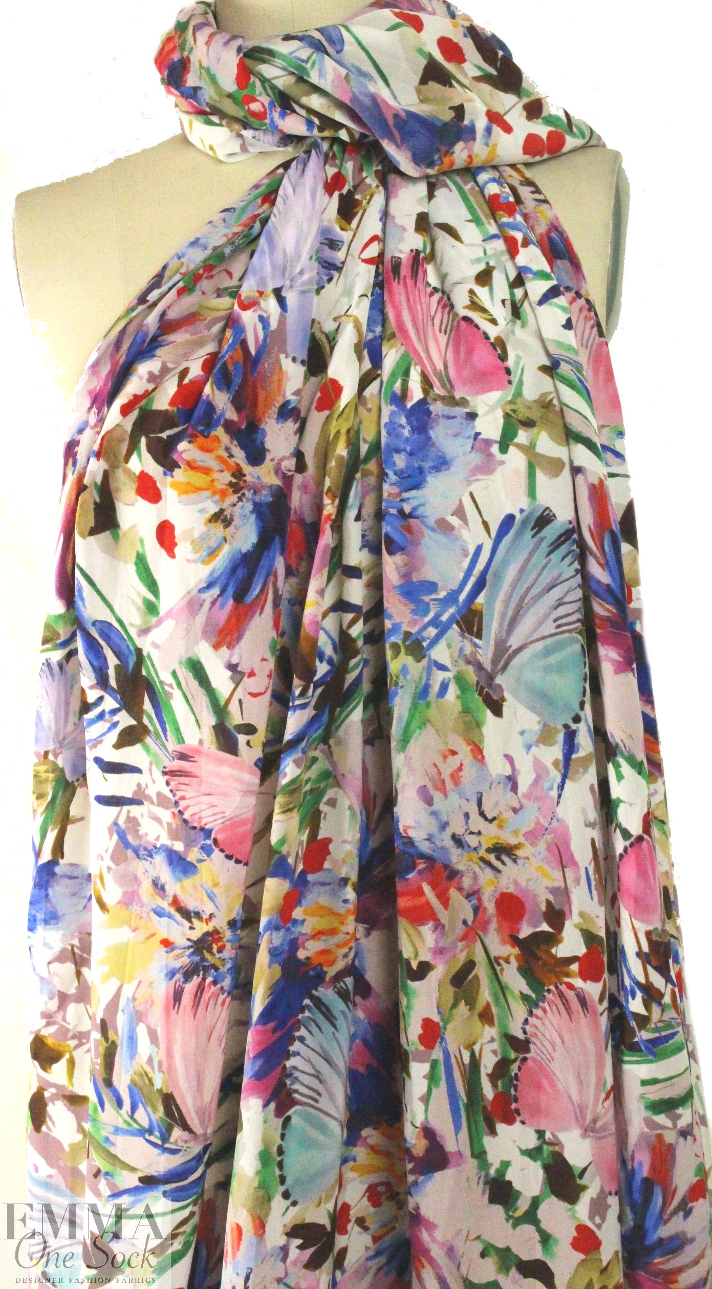 NY designer painted butterflies silk blouseweight