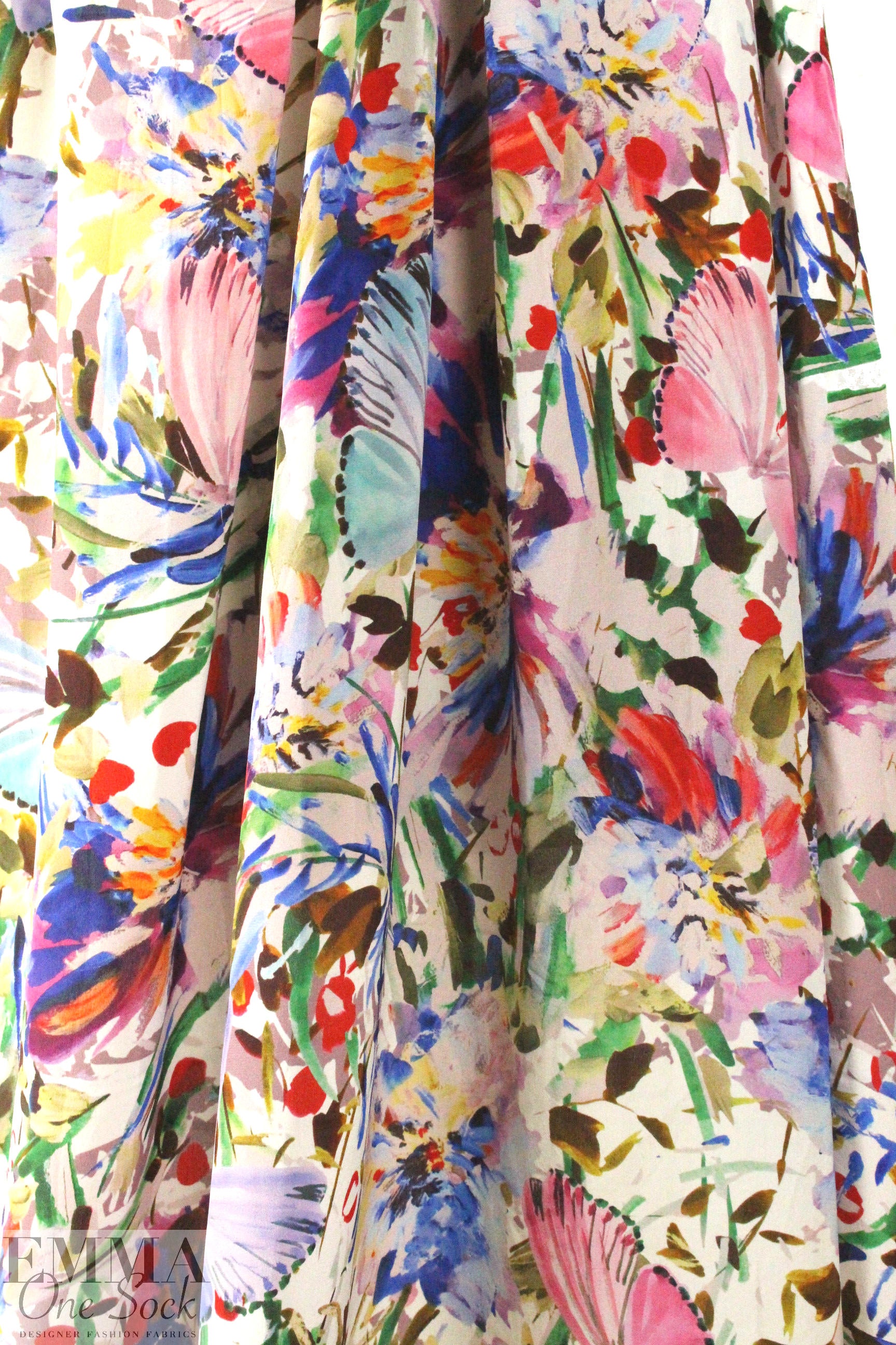 NY designer painted butterflies silk blouseweight