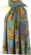 NY designer chevron graphic silk blouseweight