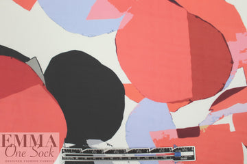 NY designer coral/wisteria shapes silk blouseweight