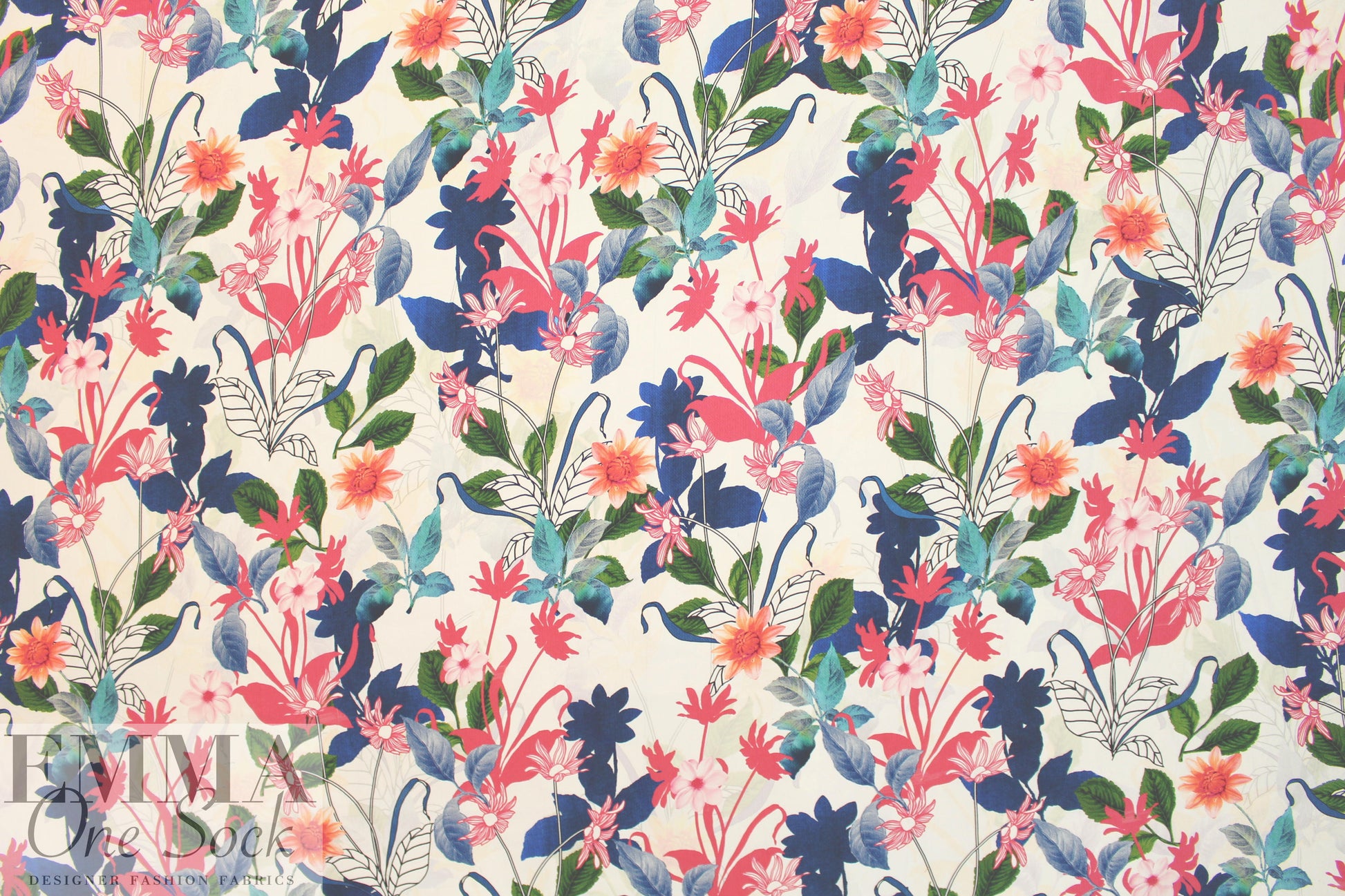 NY designer garden display silk charmeuse .875 yds