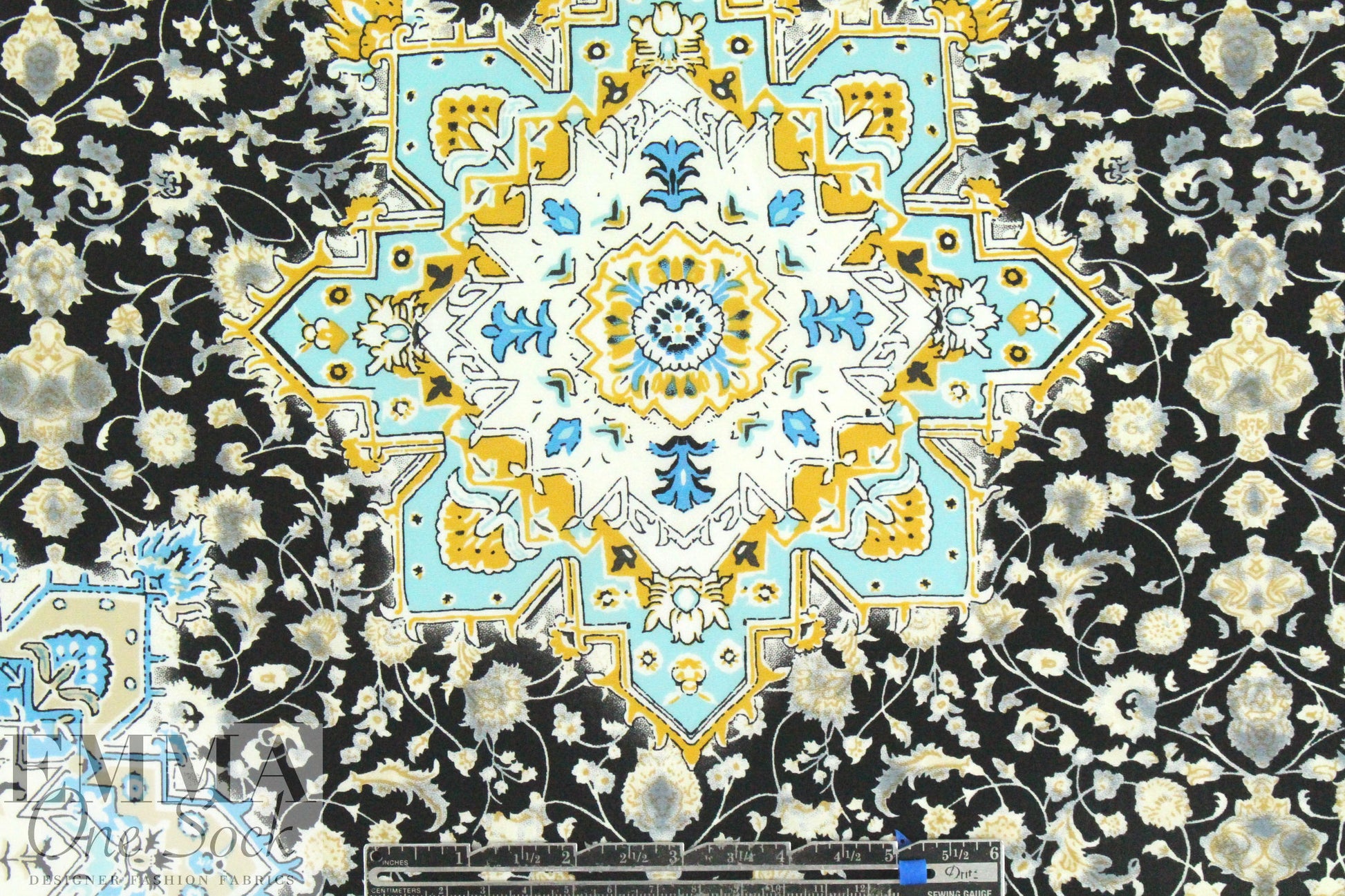 NY designer decorative medallion silk blouseweight