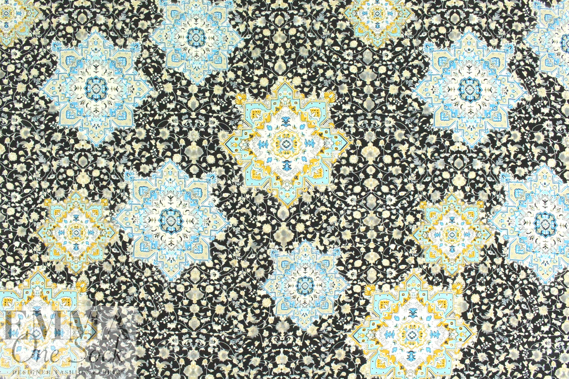NY designer decorative medallion silk blouseweight