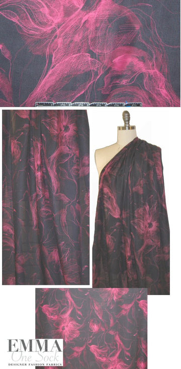 Mi11y dark whispy flowers silk blouseweight 1.20 yds