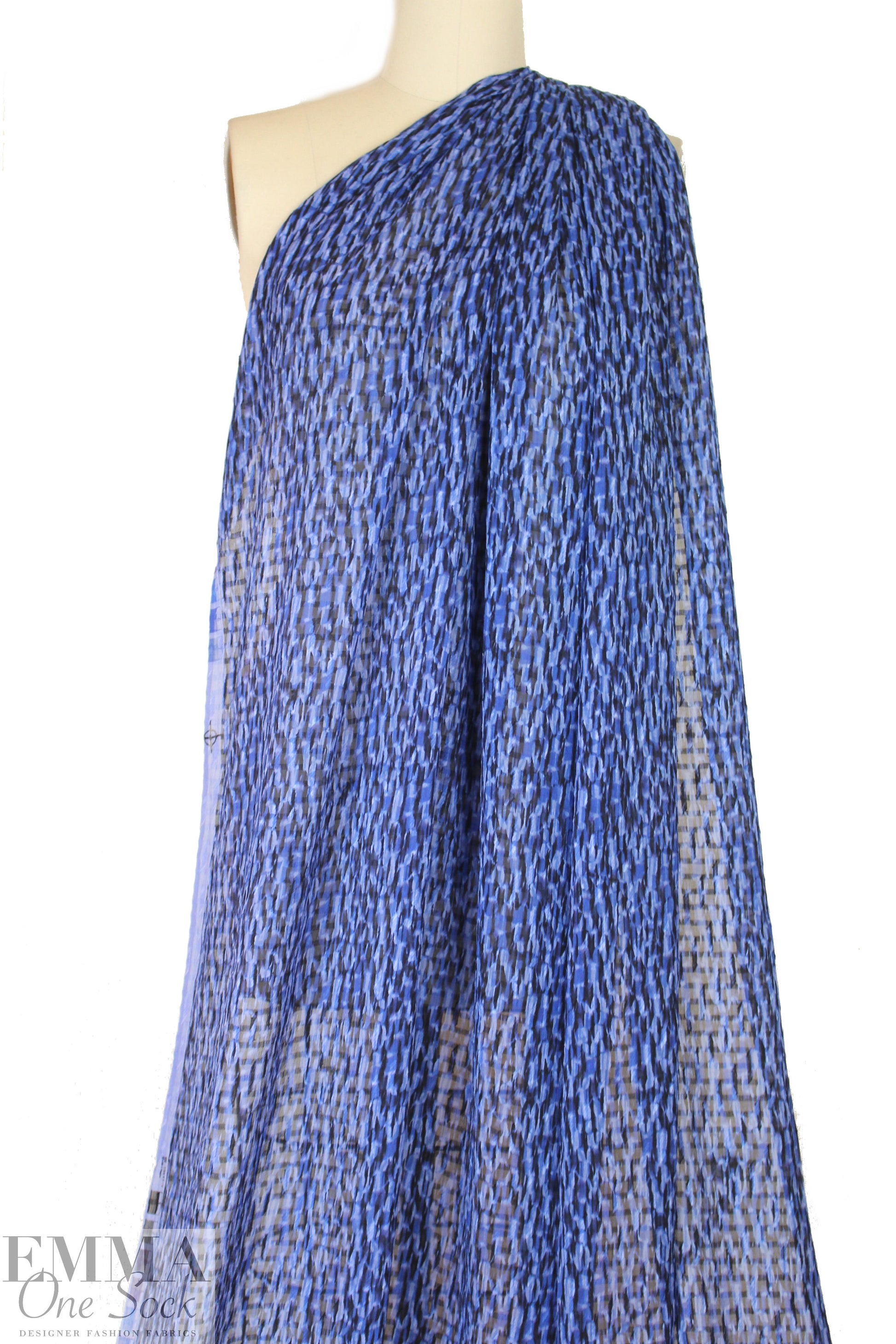 Mi11y textured blues sheer silk jacquard