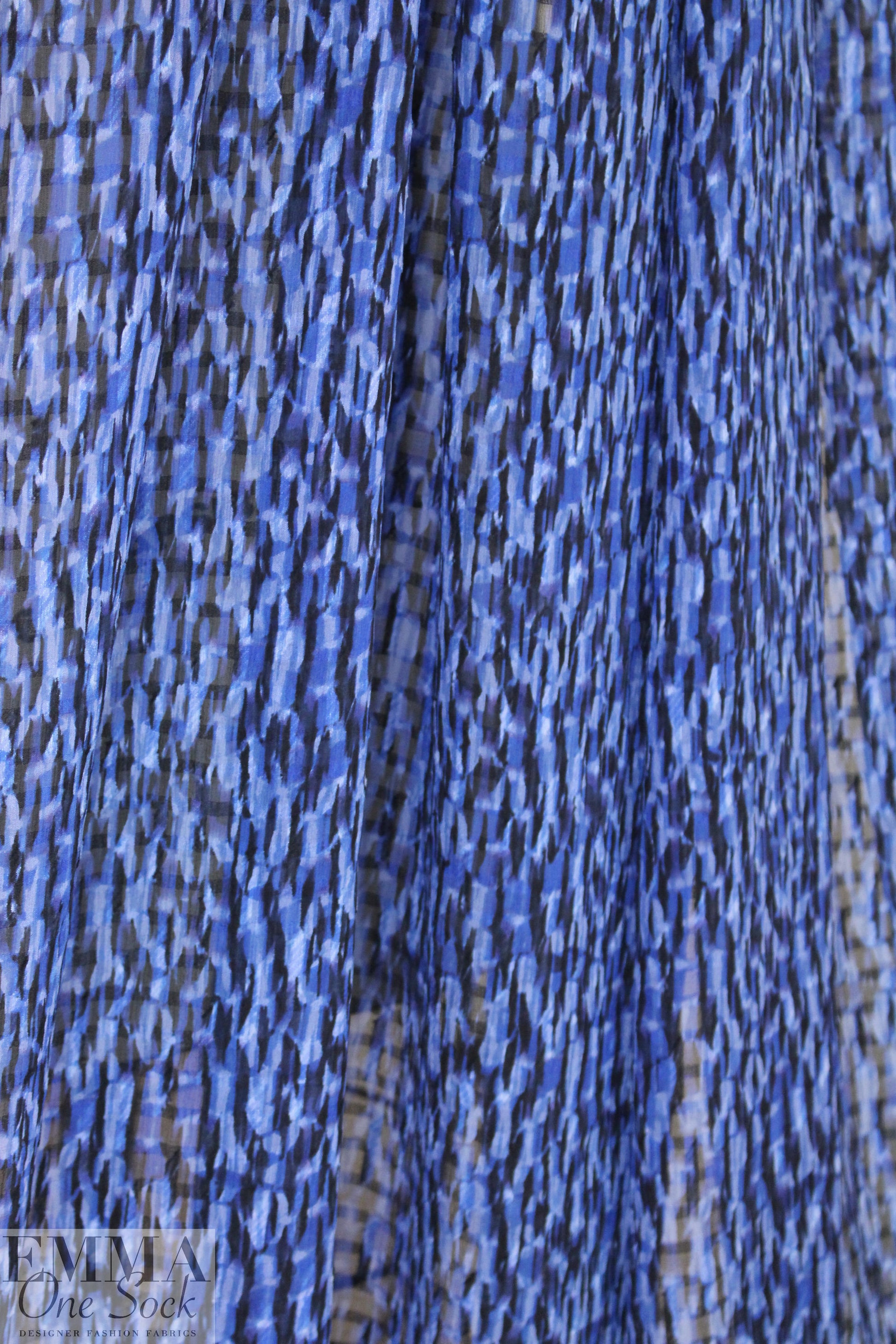 Mi11y textured blues sheer silk jacquard